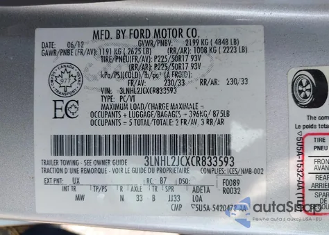 2012 Lincoln Mkz из США, поврежденный, VIN 3LNHL2JCXCR833593